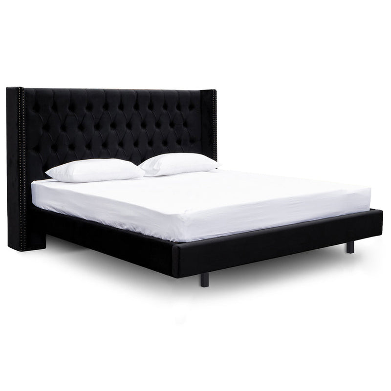 King Bed Frame - Charcoal Velvet