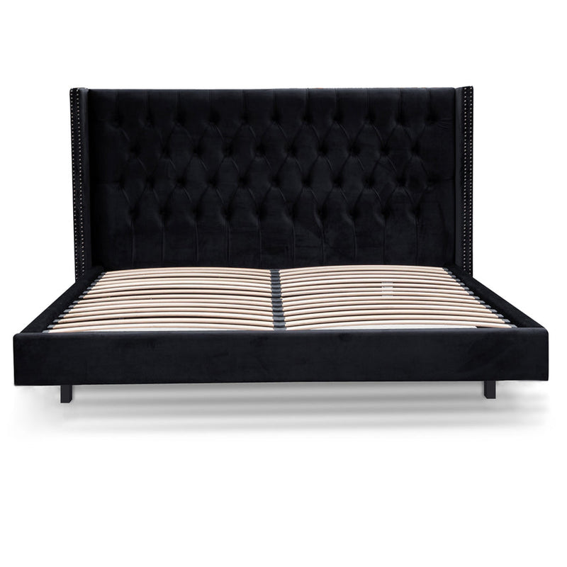 King Bed Frame - Charcoal Velvet