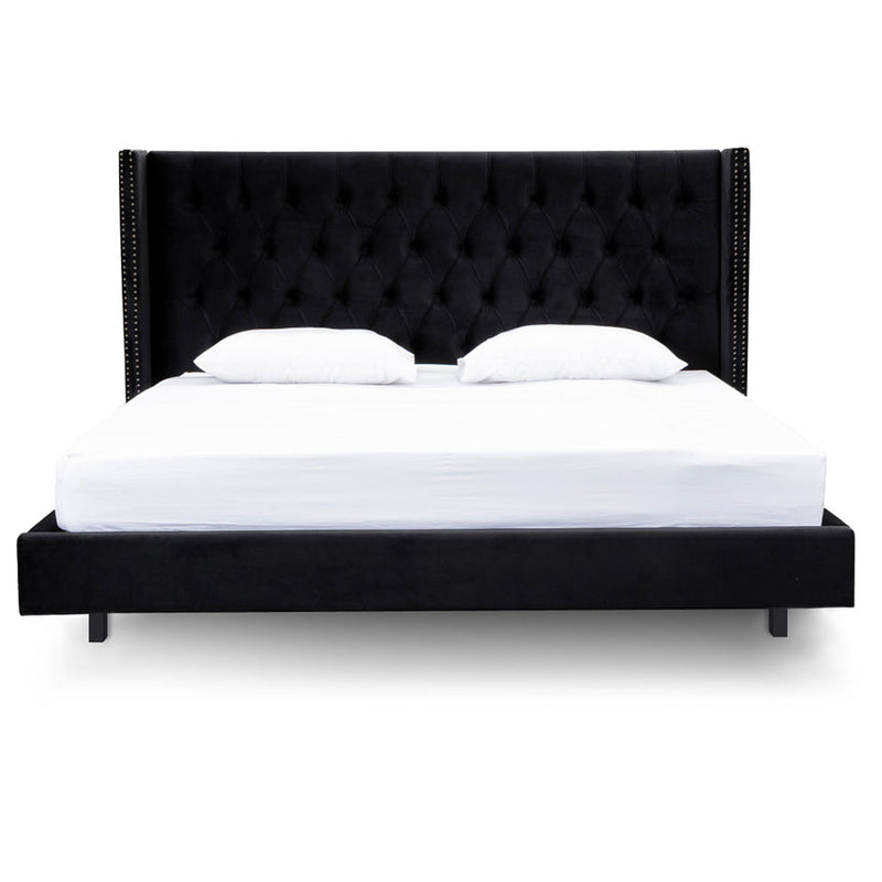 King Bed Frame - Charcoal Velvet