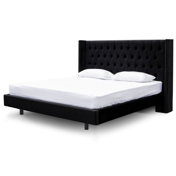 Queen Bed Frame - Black Velvet