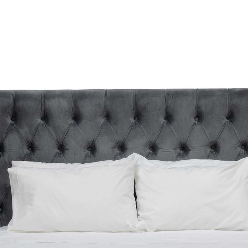 King Bed Frame - Charcoal Velvet