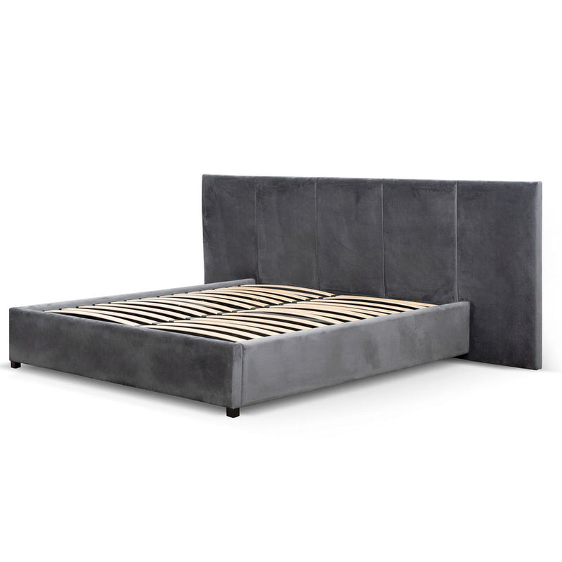 King Sized Bed Frame - Spec Grey with Storage