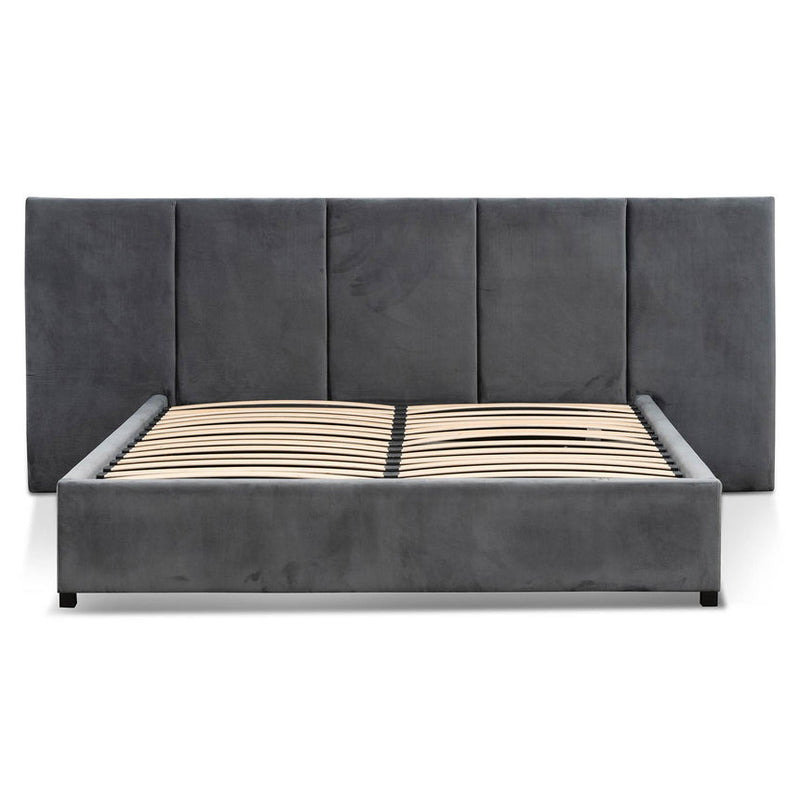 King Sized Bed Frame - Spec Grey with Storage