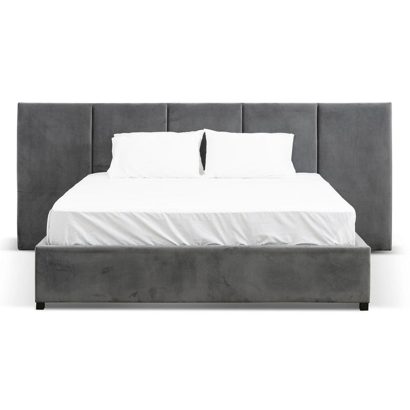 Queen Sized Bed Frame - Spec Grey with Storage