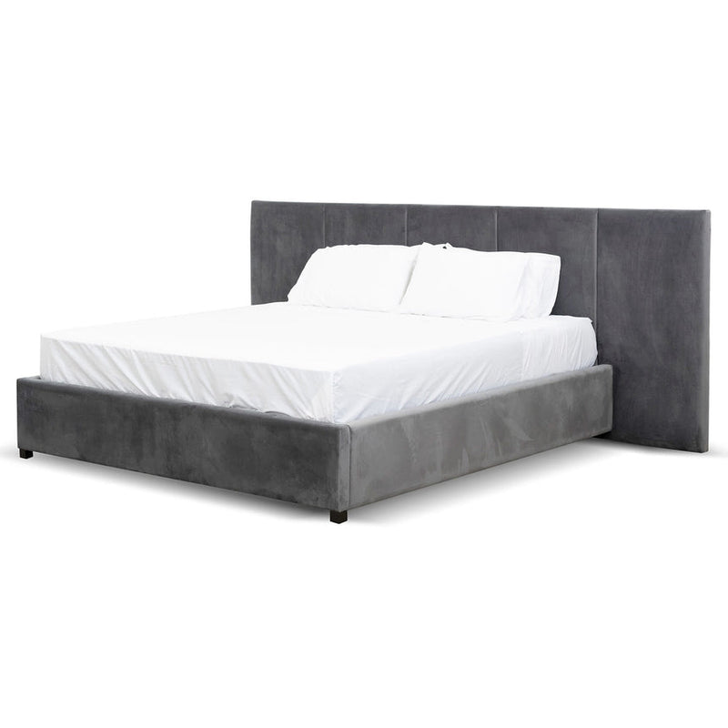 Queen Sized Bed Frame - Spec Grey with Storage