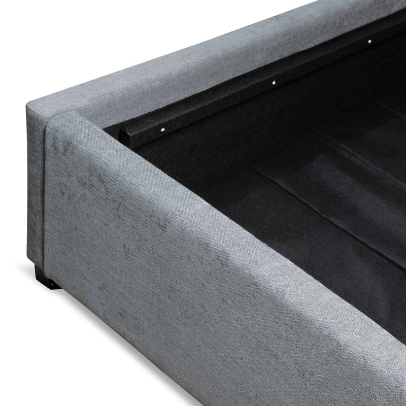 Queen Sized Bed Frame - Pepper Boucle with Storage