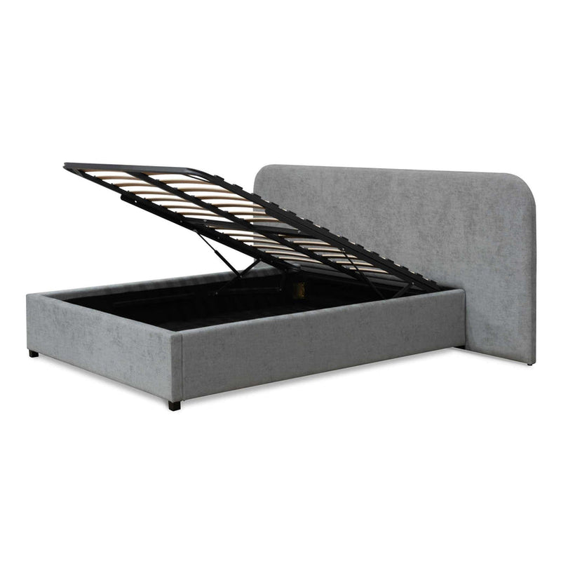 Queen Sized Bed Frame - Pepper Boucle with Storage