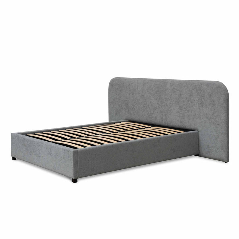 Queen Sized Bed Frame - Pepper Boucle with Storage