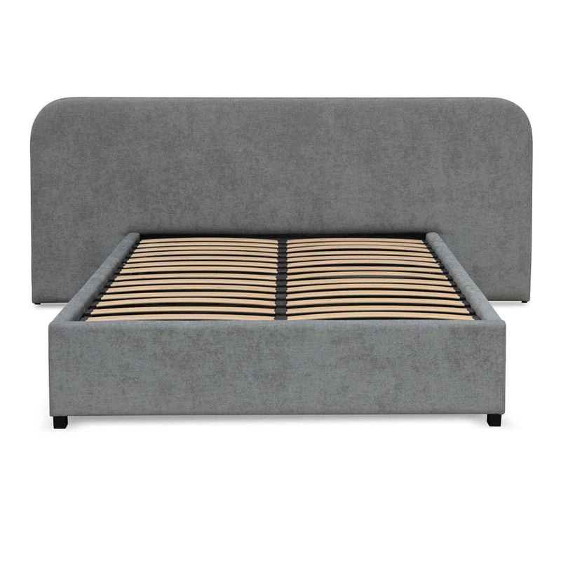 Queen Sized Bed Frame - Pepper Boucle with Storage