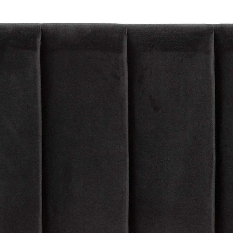 King Bed Frame - Wide Base in Charcoal Velvet