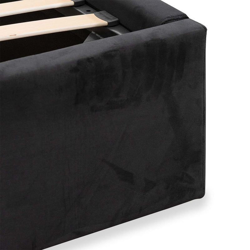 Queen Bed Frame - Wide Base in Charcoal Velvet