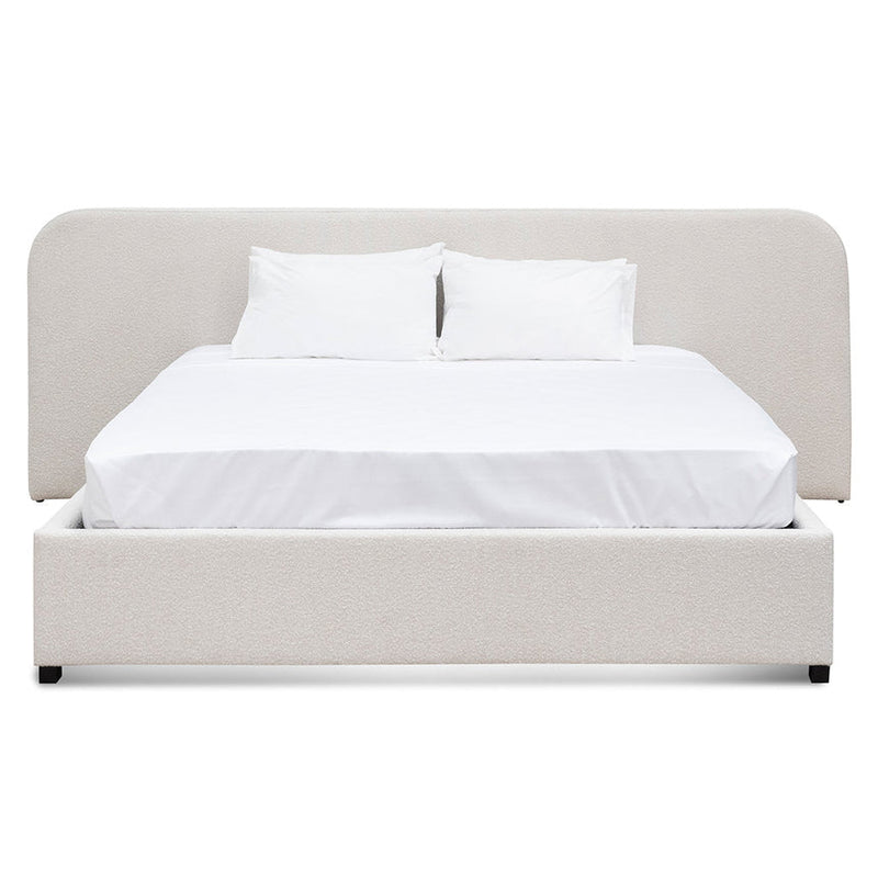 King Sized Bed Frame - Pepper Boucle with Storage