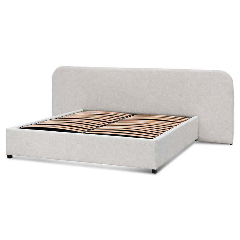 King Sized Bed Frame - Pepper Boucle with Storage