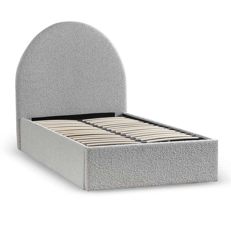 Single Sized Bed Frame - Pepper Boucle with Storage