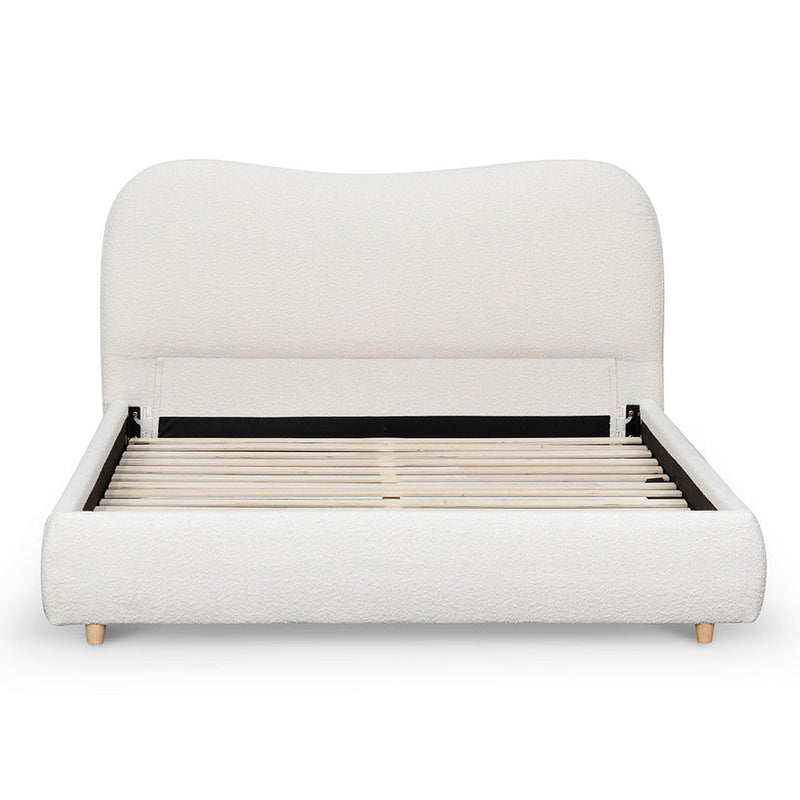 Queen Bed Frame - Cream White Boucle