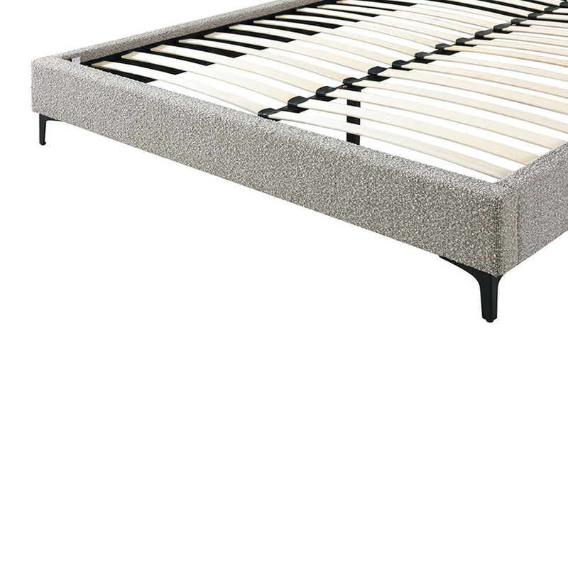 Fabric Queen Bed Frame - Olive brown boucle