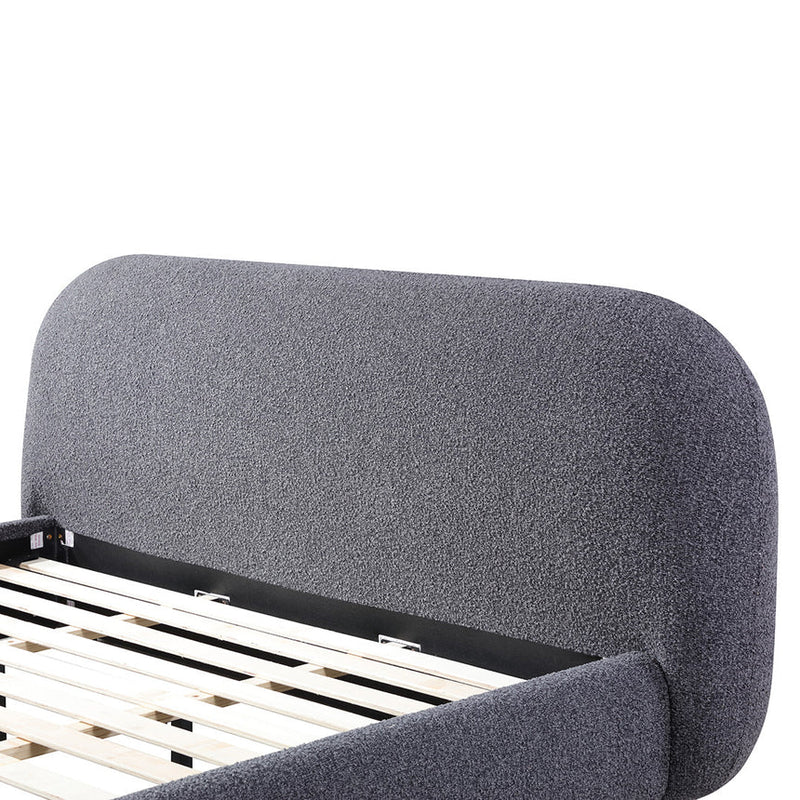 King Bed Frame - Charcoal Pepper Boucle