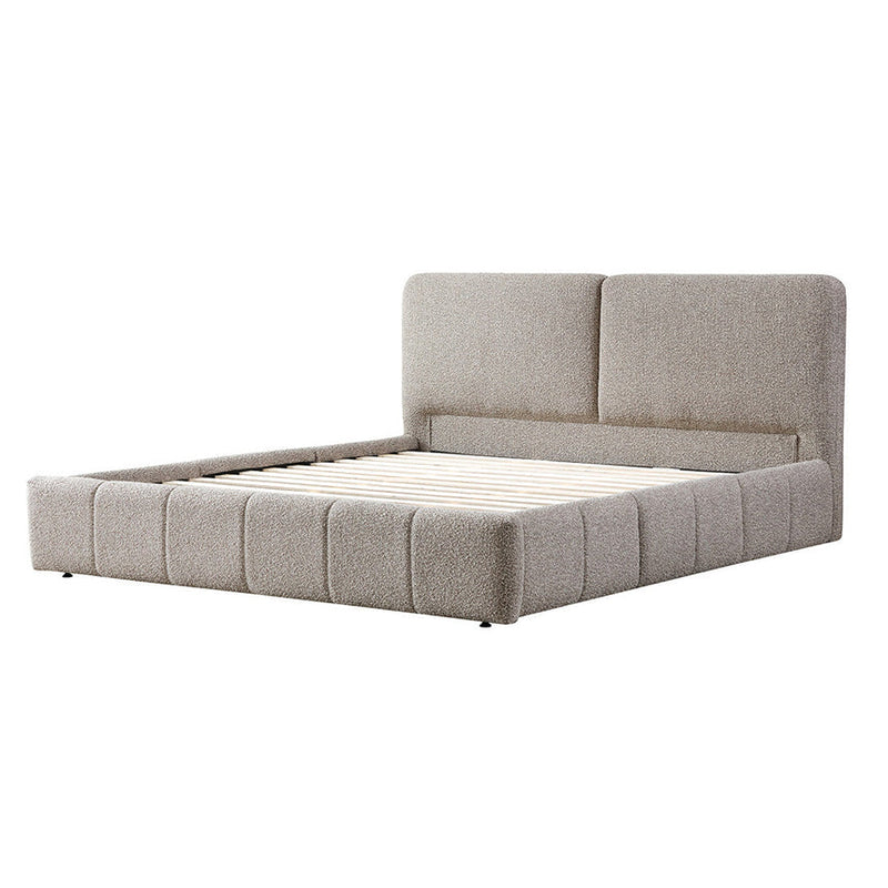 Queen Bed Frame - Olive Brown Boucle