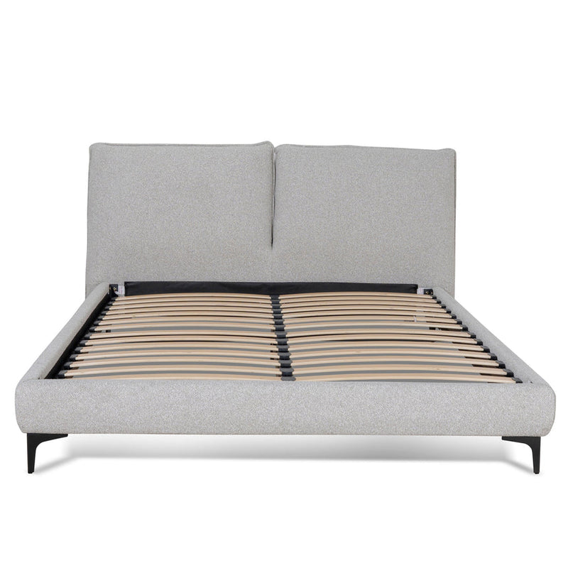 Fabric King Bed Frame - Olive Brown Boucle