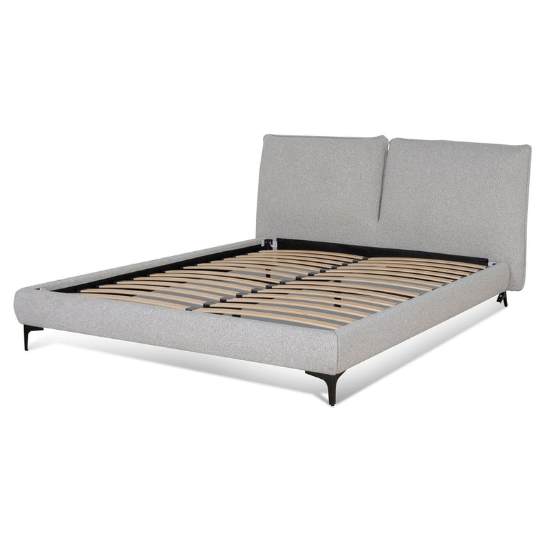 Fabric King Bed Frame - Olive Brown Boucle