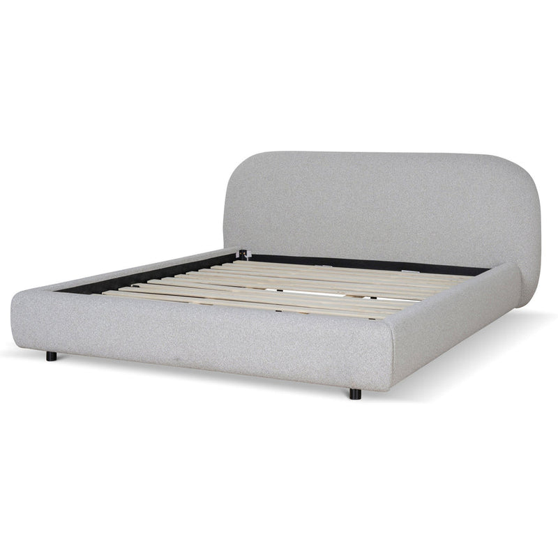 King Bed Frame - Charcoal Pepper Boucle