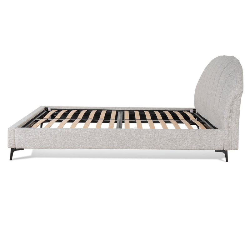 Fabric Queen Bed Frame - Olive brown boucle