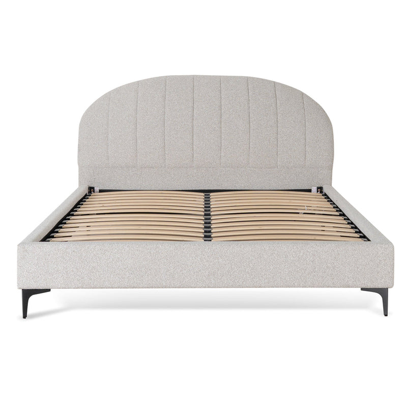 Fabric Queen Bed Frame - Olive brown boucle