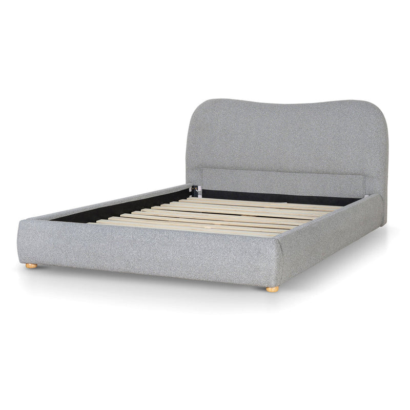 King Bed Frame - Charcoal Boucle