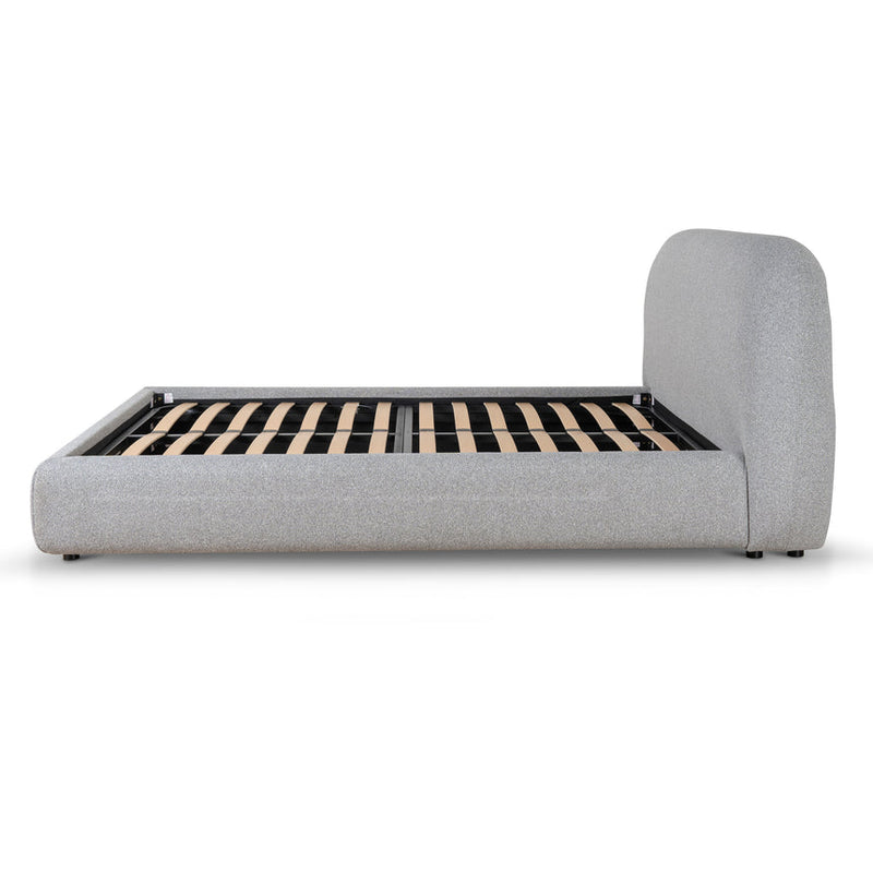 King Bed Frame - Charcoal Pepper Boucle