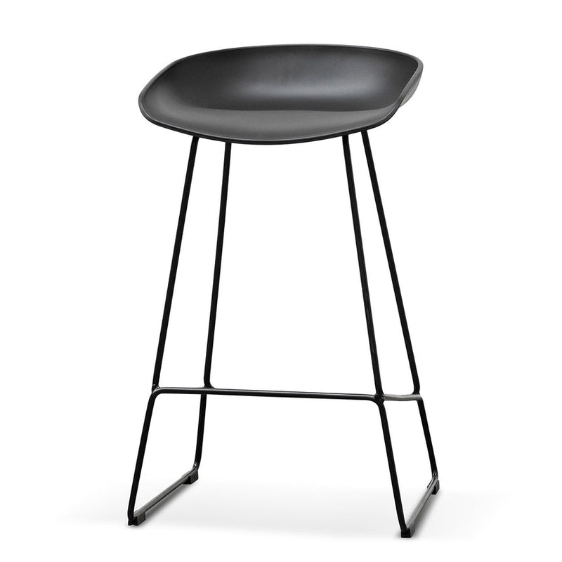 65cm Bar Stool - Black Seat With Black Frame