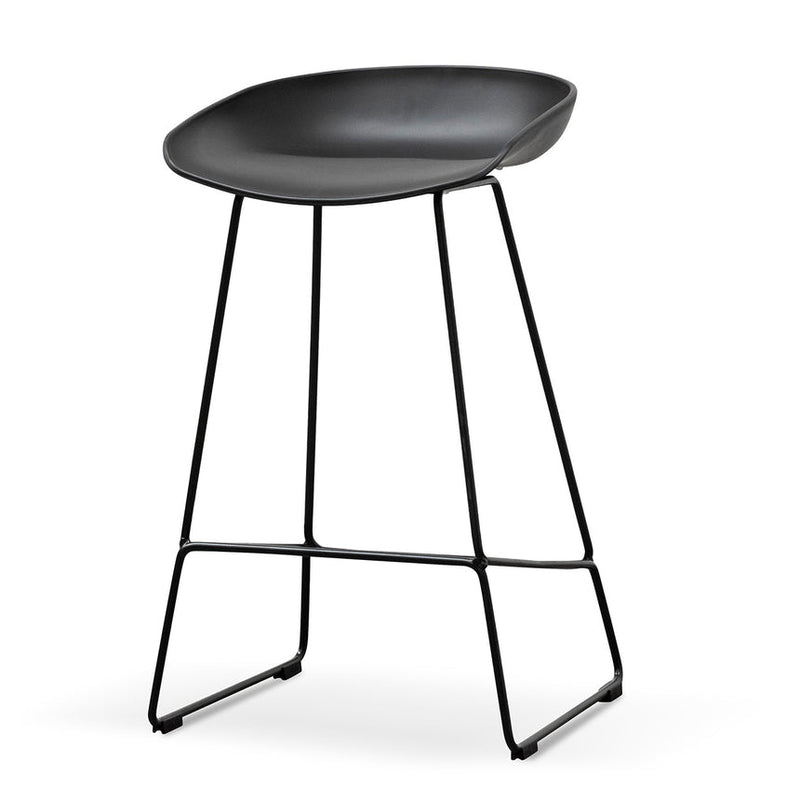 65cm Bar Stool - white Seat With white metal Frame