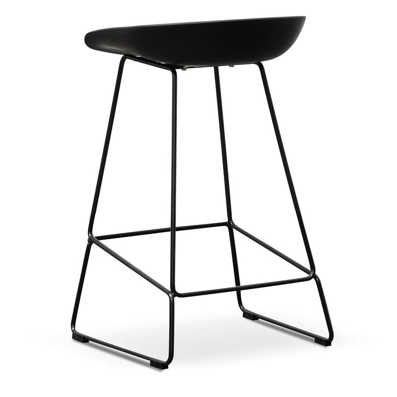 65cm Bar Stool - Black Seat With Black Frame