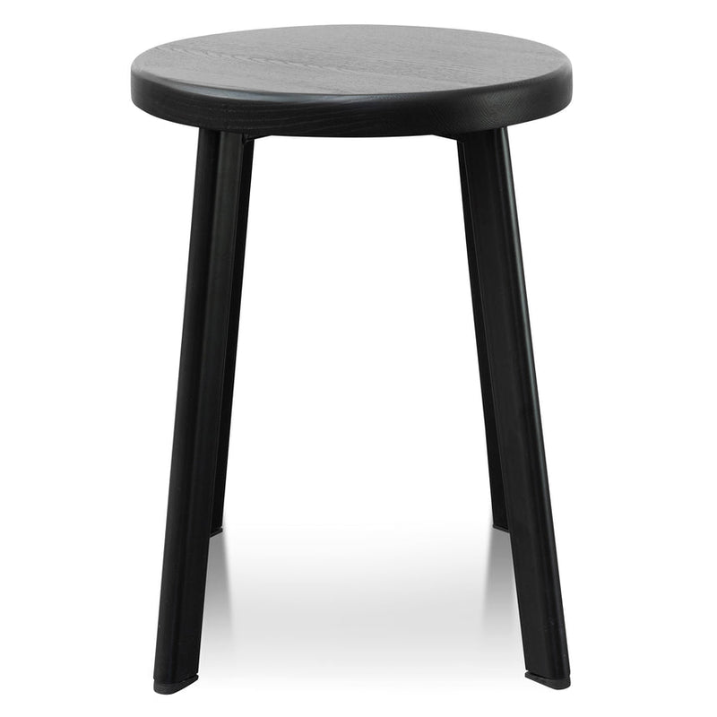 46cm Wooden Seat Low Stool - Full Black (Set of 2)