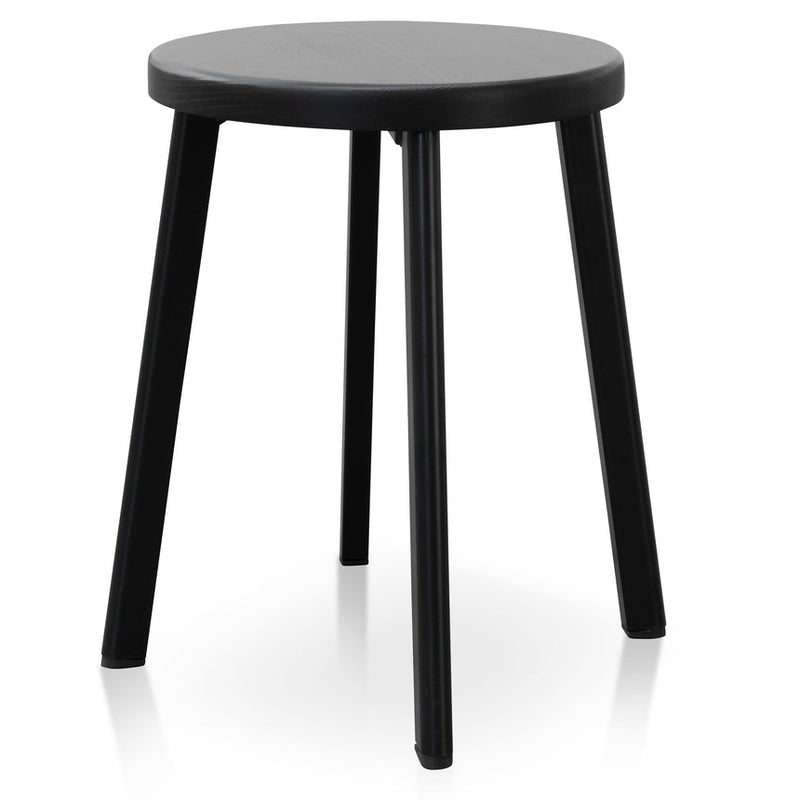 46cm Wooden Seat Low Stool - Full Black (Set of 2)