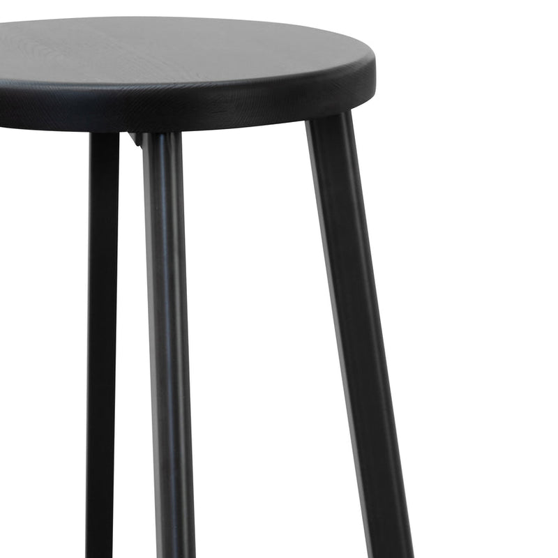 46cm Wooden Seat Low Stool - Full Black (Set of 2)