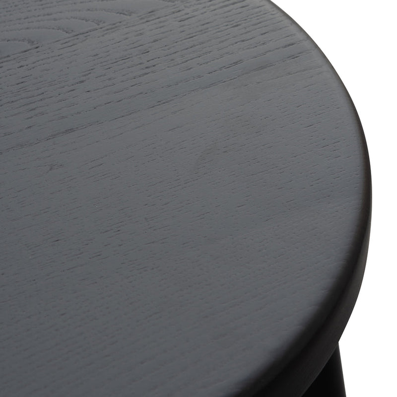 46cm Wooden Seat Low Stool - Full Black (Set of 2)