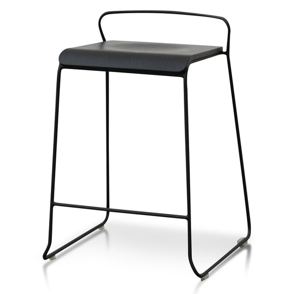 65cm Wooden Seat Bar Stool - Black