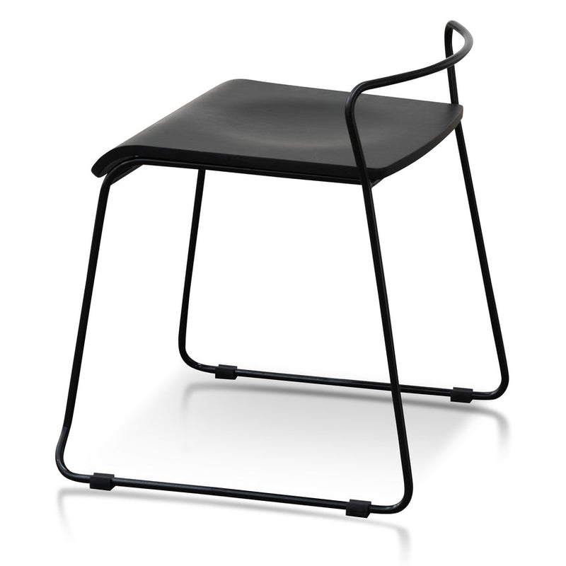 45cm Wooden Seat Low Stool - Black