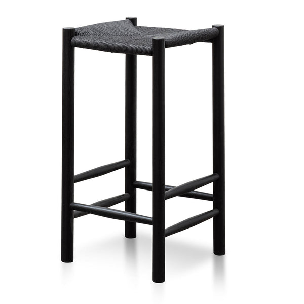 65cm Oak Bar Stool - Black