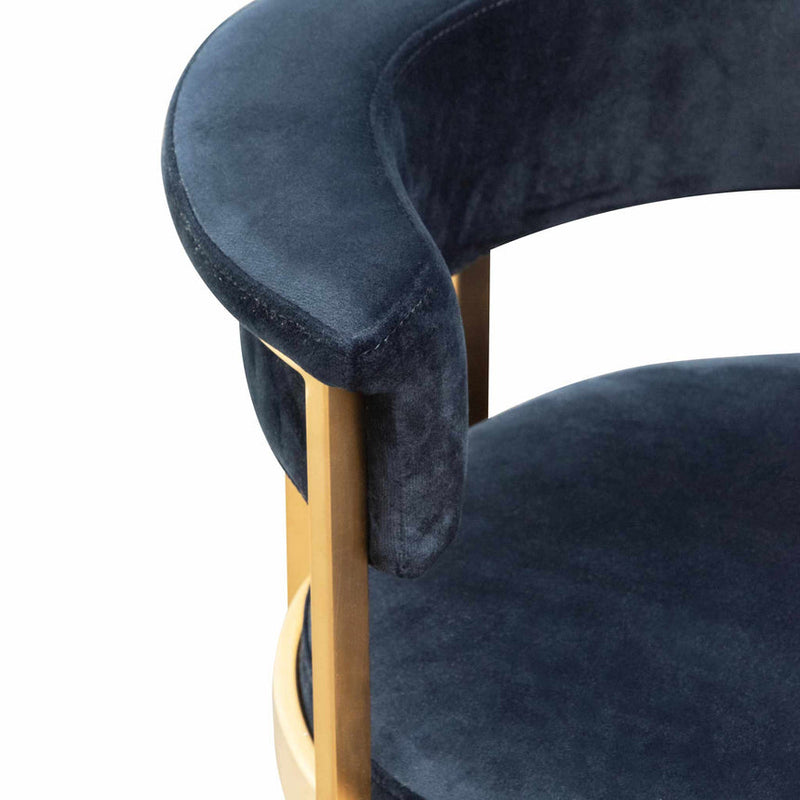 Silver Grey Boucle Bar Stool - Golden Base