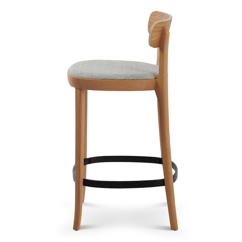 65cm Bar Stool - Natural with Grey Seat (Set Of 2)