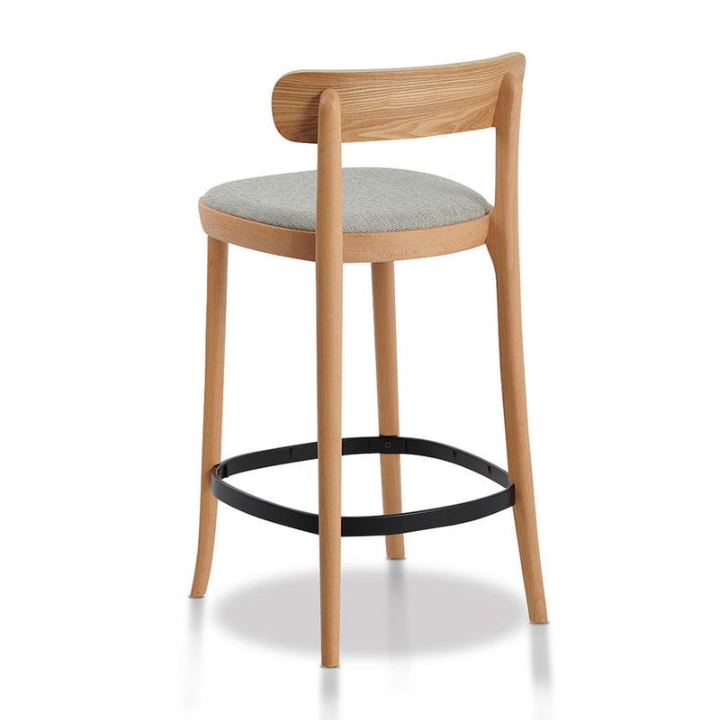 65cm Bar Stool - Natural with Grey Seat (Set Of 2)