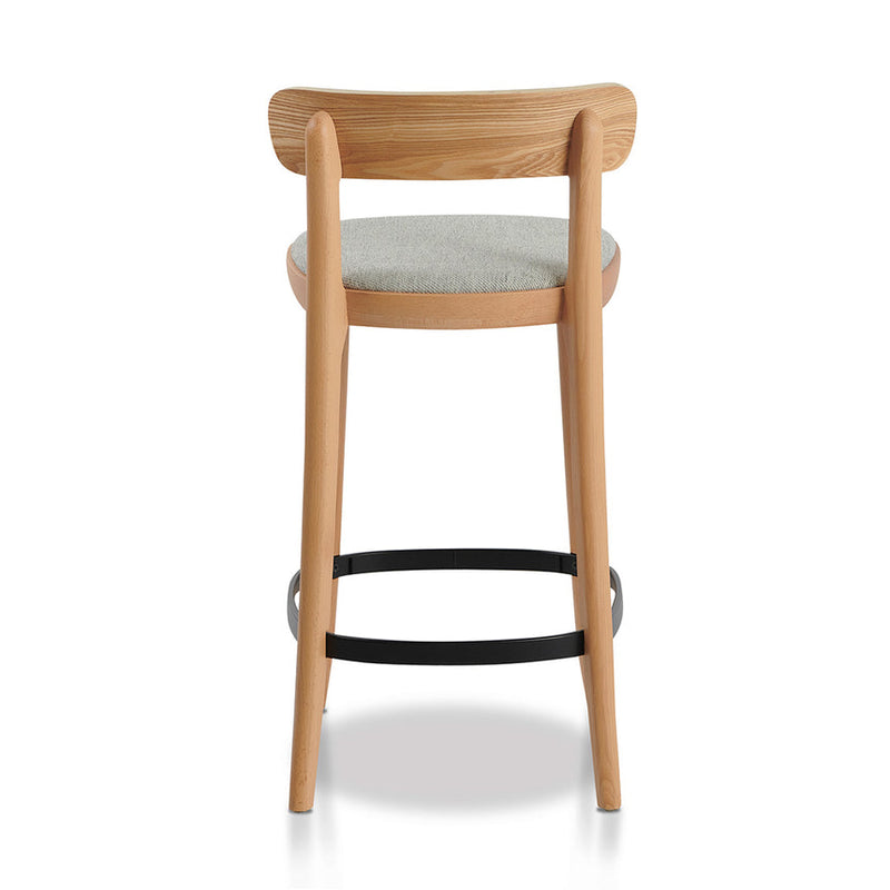 65cm Bar Stool - Natural with Grey Seat (Set Of 2)