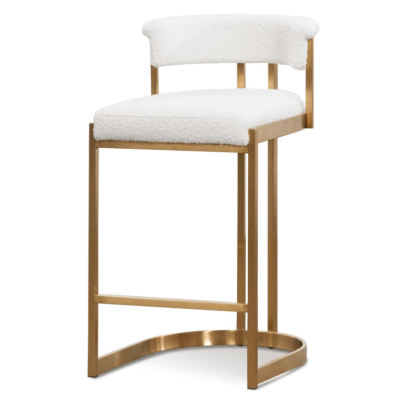 Silver Grey Boucle Bar Stool - Golden Base