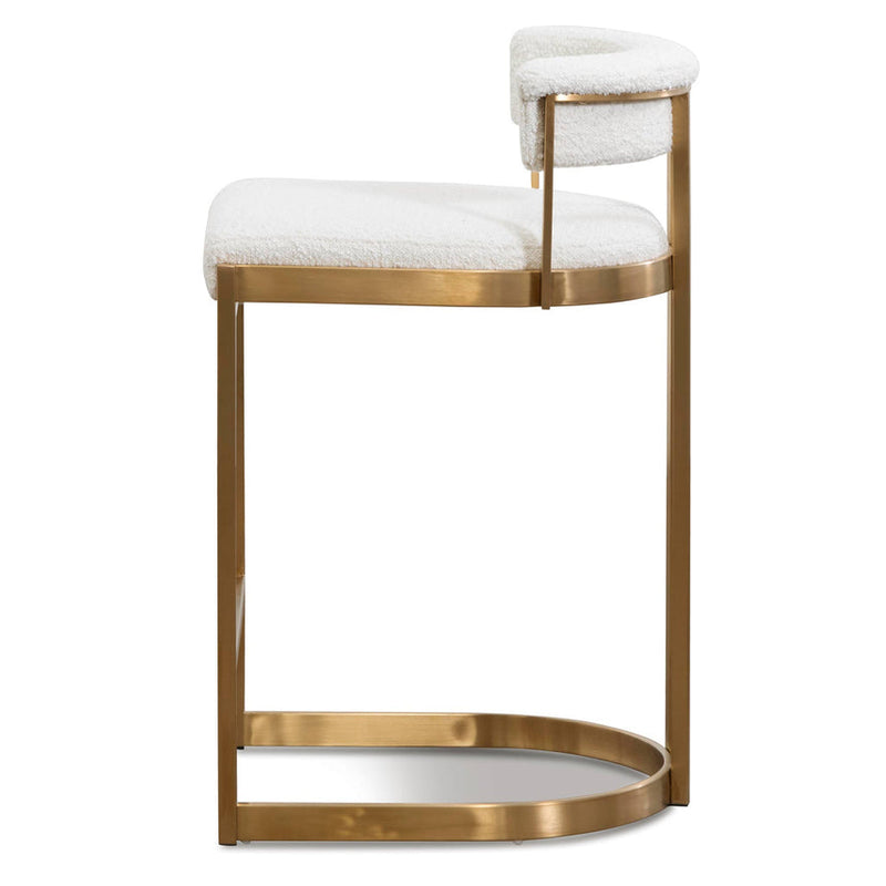 Silver Grey Boucle Bar Stool - Golden Base