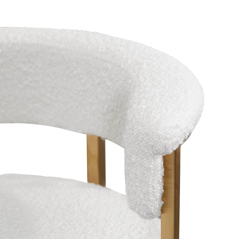 Silver Grey Boucle Bar Stool - Golden Base