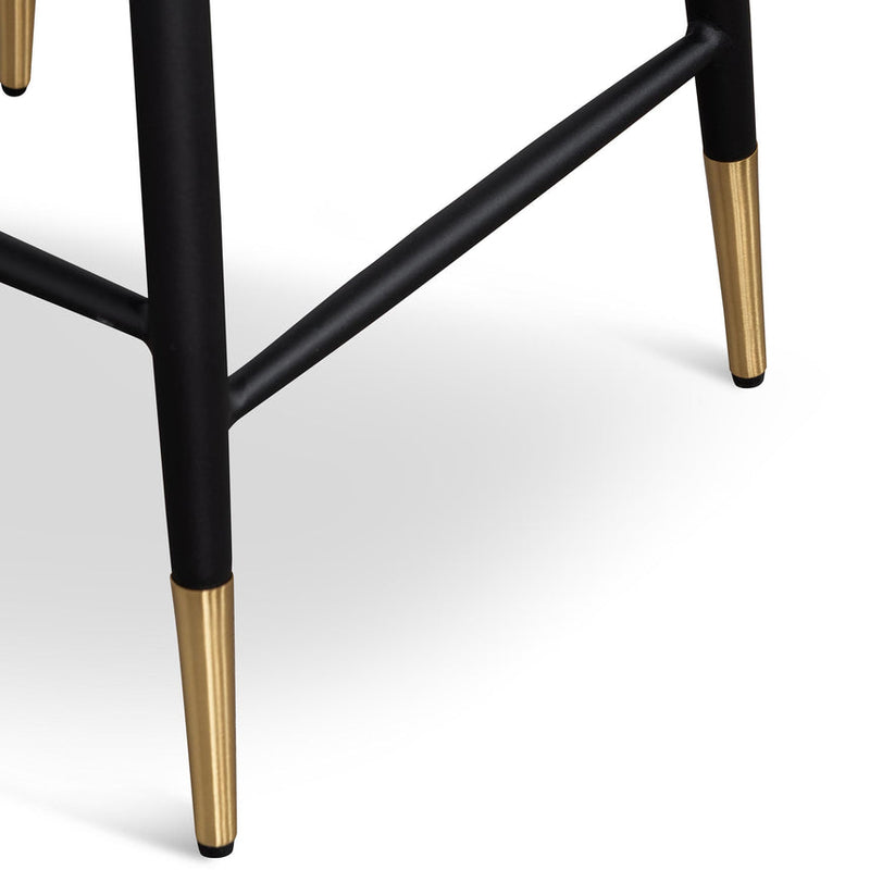 65cm Bar Stool - Grey Velvet in Black Legs