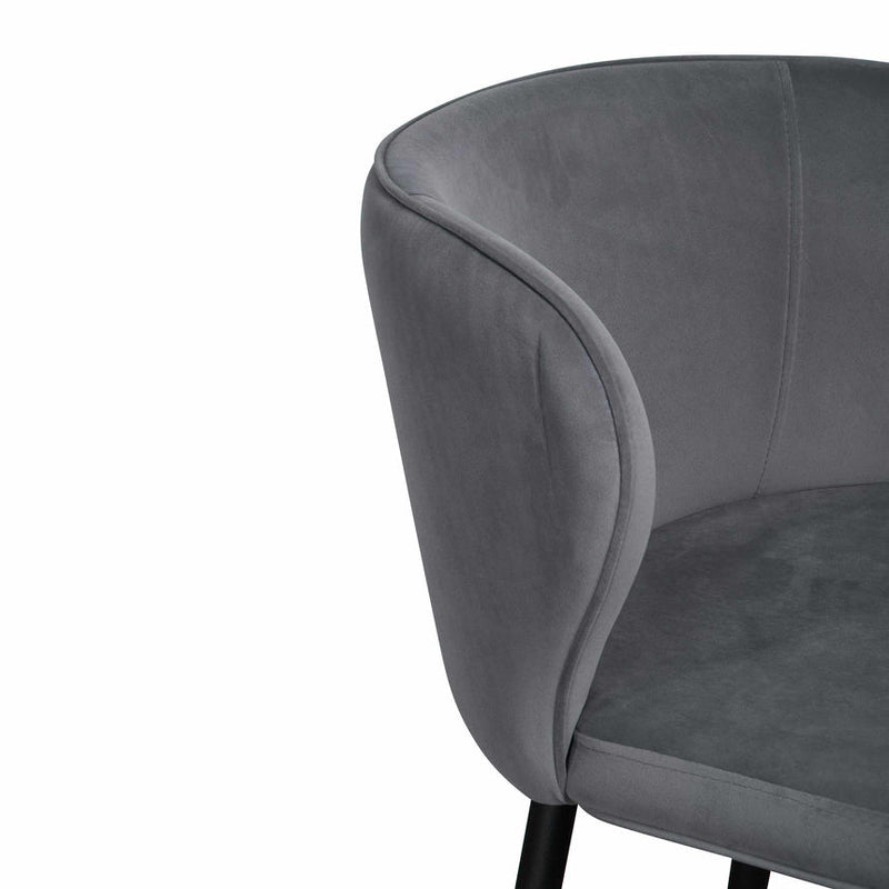 65cm Bar Stool - Grey Velvet in Black Legs