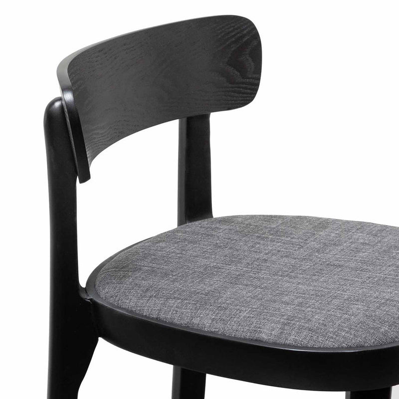 65cm Fabric Bar Stool - Black with Pepper Grey Seat (Set Of 2)