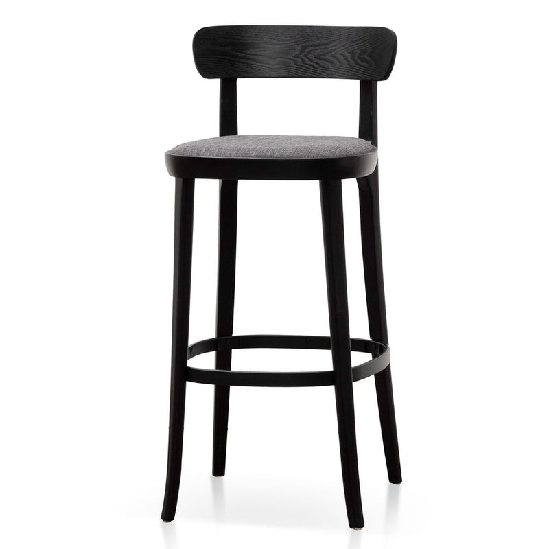 65cm Bar Stool - Natural with Grey Seat (Set Of 2)